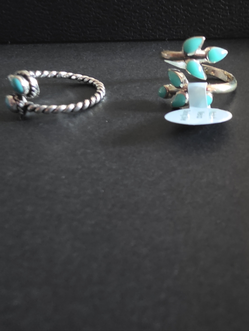 Turquoise Leaf Accent Rings - Women Jewelry